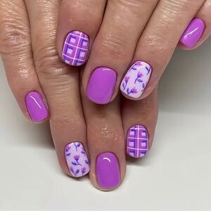 🍒🍒 Purple Patterned Press-On Nails